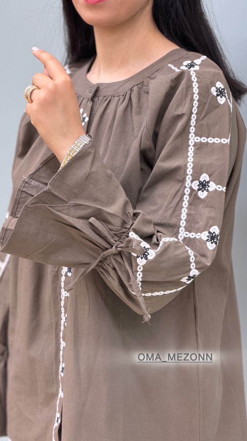 شوميز گلدوزي زيتوني esq